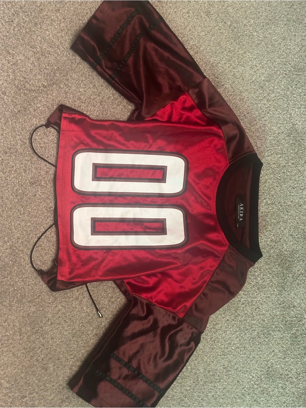 AKIRA Red Metallic Jersey Top with White 00